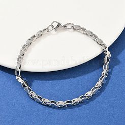201ステンレススチールリンクチェーンブレスレット（男性用・女性用）  304ステンレススチール留め具付き  ステンレス鋼色  8-1/2~8-5/8インチ（21.5~22cm）&nbsp;BJEW-B143-03P