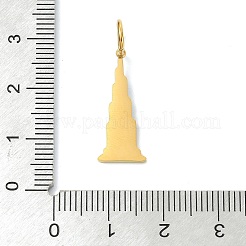 304ステンレススチールエナメルペンダント  ゴールドカラー  ディープスカイブルー  灯台の魅力  22x9x1mm  穴：5mm&nbsp;STAS-A145-01E-G