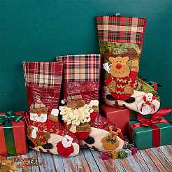 3Pcs 3 Style Christmas Socks Gift Bags&nbsp;HJEW-SZ0001-10