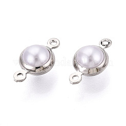 Brass ABS Imitation Pearl Connector Charms&nbsp;KK-N286-02A-P