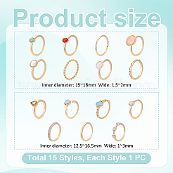 2セット2スタイルの合金製指輪セット  混合形状  ゴールドカラー  14~18mm&nbsp;RJEW-UN0003-03G
