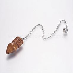 Natural Tiger Eye Pointed Dowsing Pendulums&nbsp;G-E338-07H