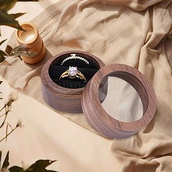 2-Slot Wood Couple Ring Storage Boxes with Velvet Inside and Window&nbsp;CON-CL0001-28A