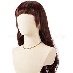 304ステンレススチールチェーンネックレス  女性用フィガロ＆コーヒービーンチェーンブレスレット  ゴールドカラー  16.34インチ（41.5cm）&nbsp;NJEW-JN03778