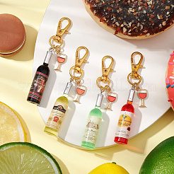 Goblet Alloy Enamel with Wine Resin Pendant Decorations&nbsp;HJEW-JM02524