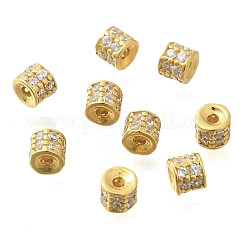 スターリングシルバーマイクロパヴェクリアキュービックジルコニアスペーサービーズ925個  コラム  18KGP本金メッキ  3x3mm  穴：0.8mm&nbsp;STER-U006-14G