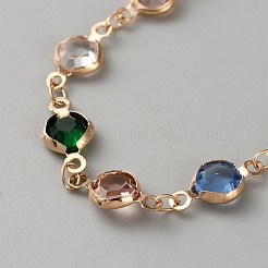 Brass Rhinestone Link Bracelets for Women&nbsp;BJEW-WH0014-101