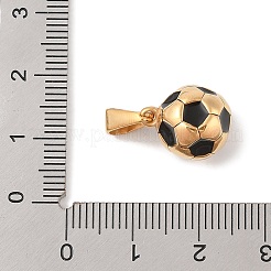 304ステンレスペンダント  エナメル  サッカーのチャーム  ゴールドカラー  ブラック  11.5x11.5mm  穴：6.5x3.5mm&nbsp;STAS-S001-06G-G