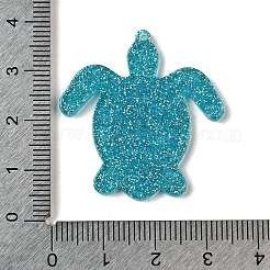 海をテーマにしたアクリルパーツ  グリッターパウダー付き  カメ  34.5x32.5x2mm  穴：1.4mm&nbsp;OACR-S003-01C