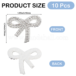 ラインストーン、フェルト、鉄の蝶結びパッチ  マスクと衣装のアクセサリー  クリスタル  39x48x3.5mm&nbsp;PATC-WH20018-003