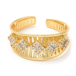 Rack Plating Brass Rhombus Open Cuff Ring&nbsp;RJEW-D008-03G