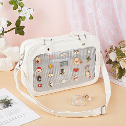 PU Leather & Plastic Zipper Badge Shoulder Bags&nbsp;ABAG-WH0044-94A