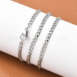 Tarnish Resistant 304 Stainless Steel Curb Chain/Twisted Chain Necklace Making&nbsp;STAS-A028-N108P
