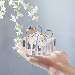 アクリルリングディスプレイスタンド  リング収納用ジュエリーオーガナイザートレイ  透明  3x3x2.5~4.5cm  4個/セット&nbsp;RDIS-WH0011-33