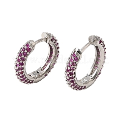 Brass Micro Pave Cubic Zirconia Hoop Earrings&nbsp;KK-CBA8324-24P-02
