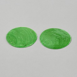 ナチュラルカピスシェルペンダント  ディスクチャーム  染め  ライムグリーン  49.5x1mm  穴：1.5mm&nbsp;SHEL-WH20005-01B