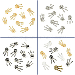 10 個の合金ヨーロッパビーズ  大穴ビーズ  ccbのプラスチック羽毛のチャームを使って  羽付きネット/ウェブ  ミックスカラー  27.5x10.5x9mm  穴：5mm  チャーム：15x3.5x1.5mm&nbsp;FIND-YW0009-83