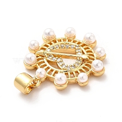 Brass Micro Pave Clear Cubic Zirconia Pendants&nbsp;KK-M235-14G