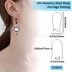 120Pcs 316 Surgical Stainless Steel Hook Earring Findings&nbsp;STAS-BBC0003-97