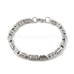 304ステンレススチール製オーバルリンクチェーンブレスレット女性用男性用  ステンレス鋼色  8-1/2インチ（21.5cm）  リンク：14x6.5x5.8mm&nbsp;BJEW-F488-63A-P