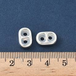 真鍮シリコンスライドチャーム  ラックめっき  ニッケルフリー  オーバル  925銀メッキ  12.5x8.5x4mm  穴：2mm&nbsp;KK-C099-06B-S