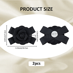 Polyester Art Camelia with Bowknot Brooch Pins&nbsp;JEWB-WH0048-03C