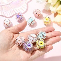 10個5色フラワースタイル樹脂ラインストーンビーズ  ロンデル  アクリルとガラス  ビーズペン用  キーホルダー  アクセサリーと工芸品  ミックスカラー  21x21x17mm  穴：2.8mm  2個/カラー&nbsp;CLAY-YW0002-73