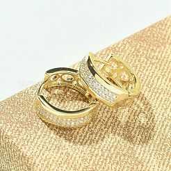 Brass Micro Pave Clear Cubic Zirconia Hoop Earrings&nbsp;EJEW-C122-04G