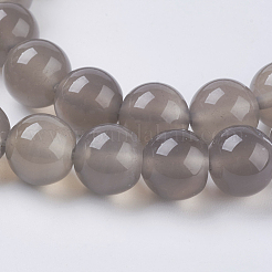 Natural Grey Agate Beads Strands&nbsp;G-G583-8mm-08