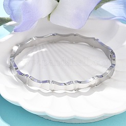 女性用竹ジョイント 304 ステンレススチール バングル  ステンレス鋼色  内径：2x2-3/8インチ（4.95x6cm）&nbsp;BJEW-Z092-01P