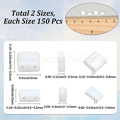 300個 2スタイル 2穴不透明ガラスシードビーズ  アブカラー  長方形  ホワイト  4.5~5.5x2~5.5x2~2.5mm  穴：0.5~0.8mm  150個/スタイル&nbsp;SEED-SC0001-63