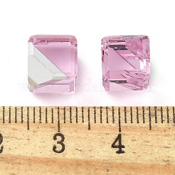 K9ガラス模造オーストリアクリスタルビーズ  穴がない  正方形  パールピンク  8x8x8mm&nbsp;GLAA-P069-01C-223