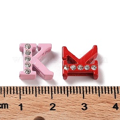 ラインストーンスライドレターチャーム  合金の最初の文字ビーズ  スプレー塗装  文字.k  K：11.5x11x4.5mm  穴：1.5x8mm&nbsp;RB-TAC0002-01K