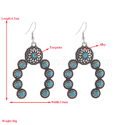 Alloy Synthetic Turquoise Arch Dangle Earrings&nbsp;FS-WG5C75B-02