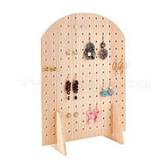 アーチ型の木製イヤリングオーガナイザーディスプレイスタンド  桃パフ  完成品：12x30x42.4cm&nbsp;ODIS-WH0043-103
