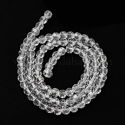 透明ガラスビーズ連売り  ファセット（32ファセット）  ラウンド  透明  4mm  穴：0.7mm  約87~93個/連  32~33cm&nbsp;EGLA-A035-T4mm-D19