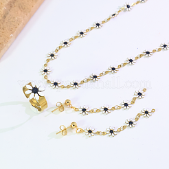Women's Stainless Steel Enamel Dangle Stud Earrings & Necklaces & Rings Sets&nbsp;OA6084