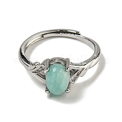 Oval Natural Amazonite Rings&nbsp;RJEW-Q818-01P-01A
