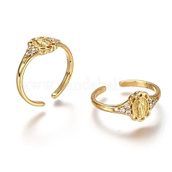 Brass Micro Pave Clear Cubic Zirconia Cuff Rings&nbsp;RJEW-C100-08G