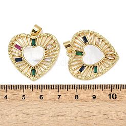Brass Micro Pave Cubic Zirconia Pendants&nbsp;KK-S526-07G-A