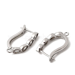 Teardrop Brass Micro Pave Clear Cubic Zirconia Hoop Earring Findings&nbsp;KK-A289-09P