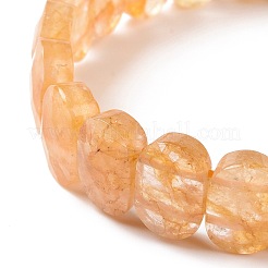 天然シトリン オーバル ビーズ ストレッチ ブレスレット  女性のためのアクセサリー用原石のアクセサリー  内径：2-1/8インチ（5.4~5.5cm）&nbsp;G-E010-01L