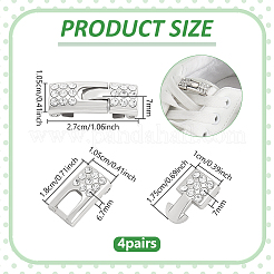 4 Pairs Zinc Alloy & Rhinestone Snap Lock Clasps&nbsp;FIND-FG0005-54P