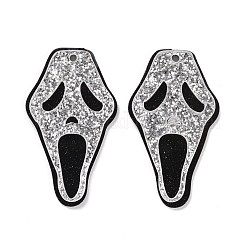 アクリルパーツ  ハロウィン  スカル  ライトグレー  40x23x4mm  穴：1.8mm&nbsp;MACR-M020-10