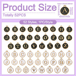 52個 52スタイル 文字 a~z 合金エナメルチャーム  フラットラウンドのチャーム  ミックスカラー  14x12x2mm  穴：1.5mm  1個/スタイル&nbsp;ENAM-TA0003-12