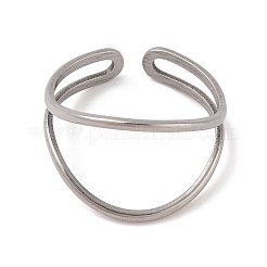 変色しない304ステンレススチール製二重層カフリング（女性用）  ステンレス鋼色  14mm  調整可能&nbsp;RJEW-G322-01P
