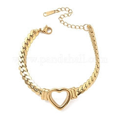 304 Stainless Steel Heart Link Bracelets&nbsp;BJEW-F544-01G