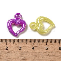 メッキ不透明アクリルパーツ  ABカラー  ハート  ミックスカラー  19.5x14.5x3.5mm  穴：2.8mm  1562個/ 500g&nbsp;OACR-E039-52