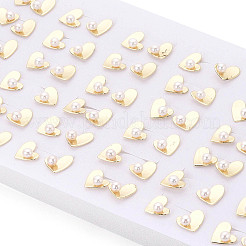 Brass & Natural Pearl Stud Earrings&nbsp;PEAR-N020-WX01