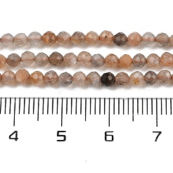 天然マルチムーンストーン ビーズ 連売り  多面カット  ラウンド  3mm  穴：0.7mm  約120~130個/連  15.35~15.59インチ（39~39.6cm）&nbsp;G-L597-C06-01